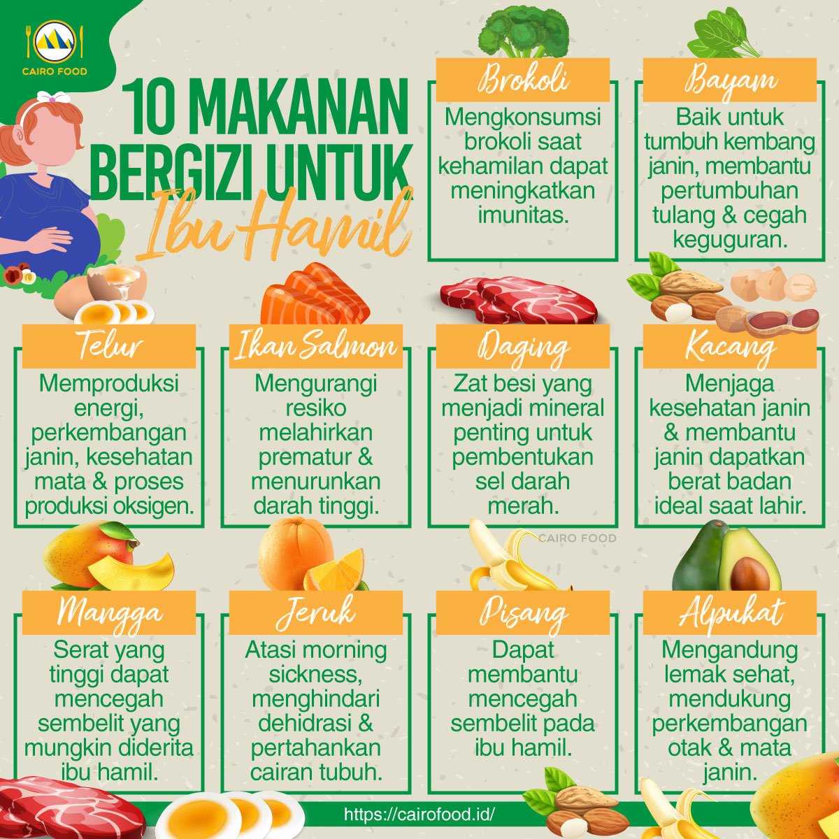 10 makanan bergizi yang baik untuk ibu hamil