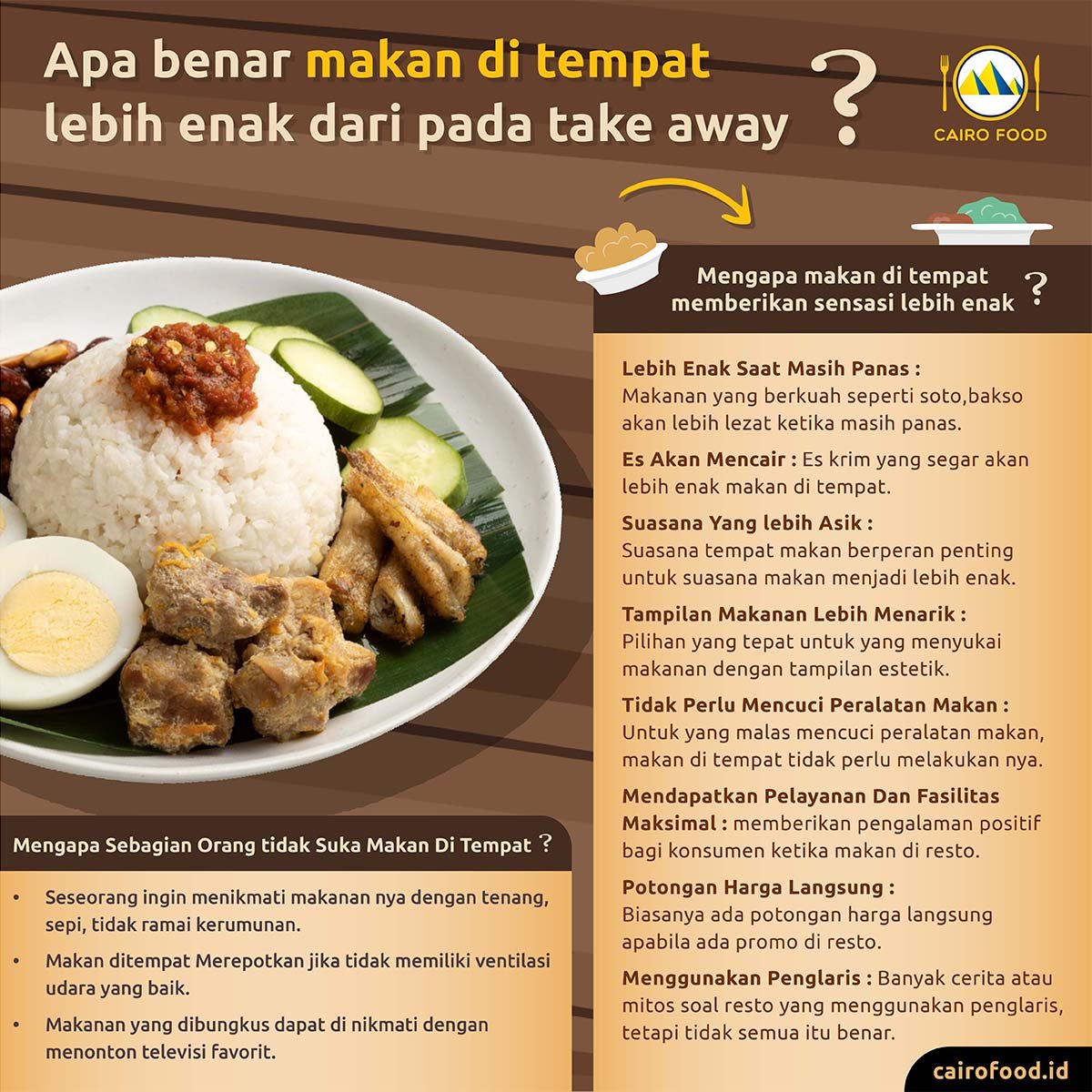 Infografis Kenapa Makan Di Tempat Lebih Enak Daripada Take Away