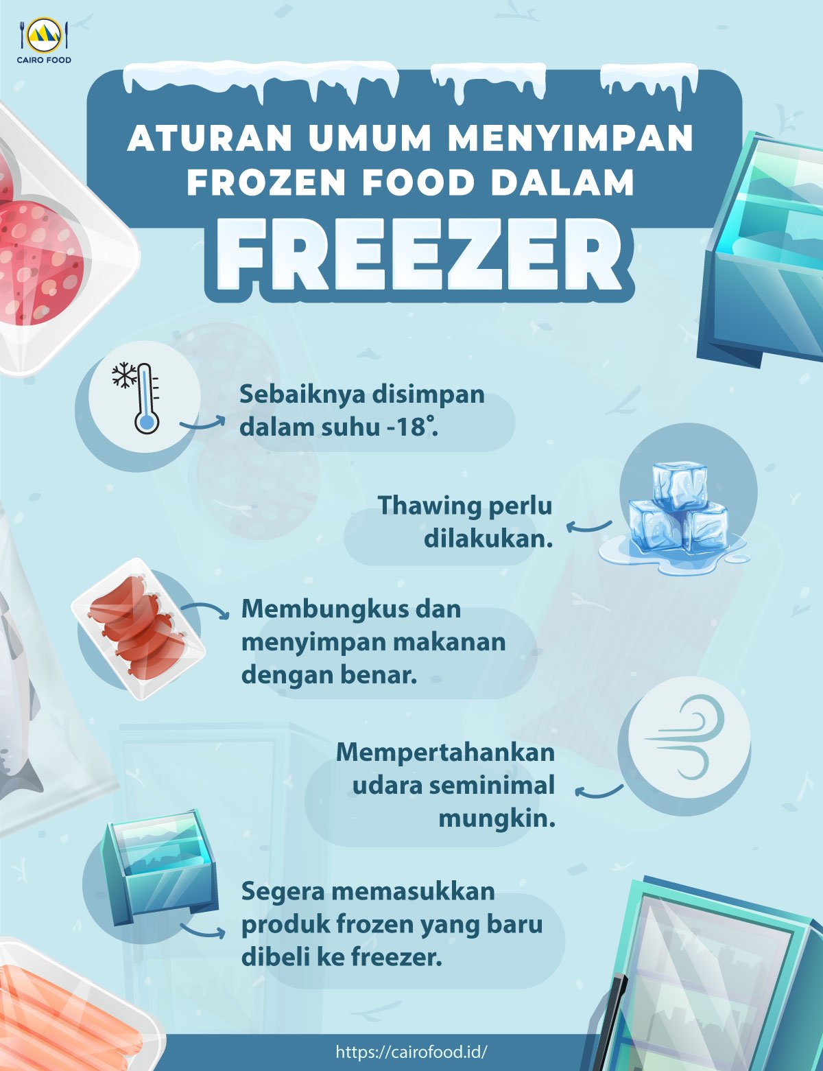 infografis aturan umum menyimpan frozen food