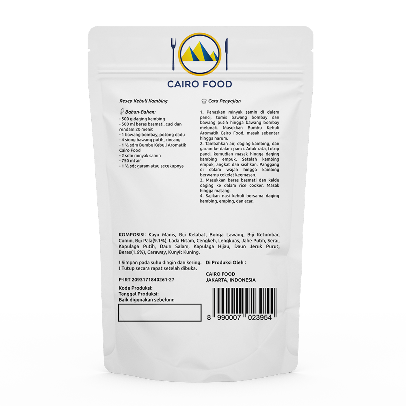 bumbu aromatic kebuli seasoning cairo food 100g belakang