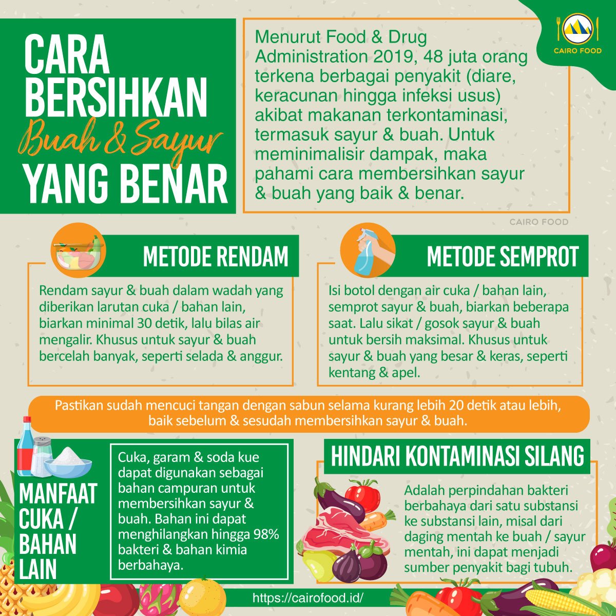 cara membersihkan sayur dan buah yang benar