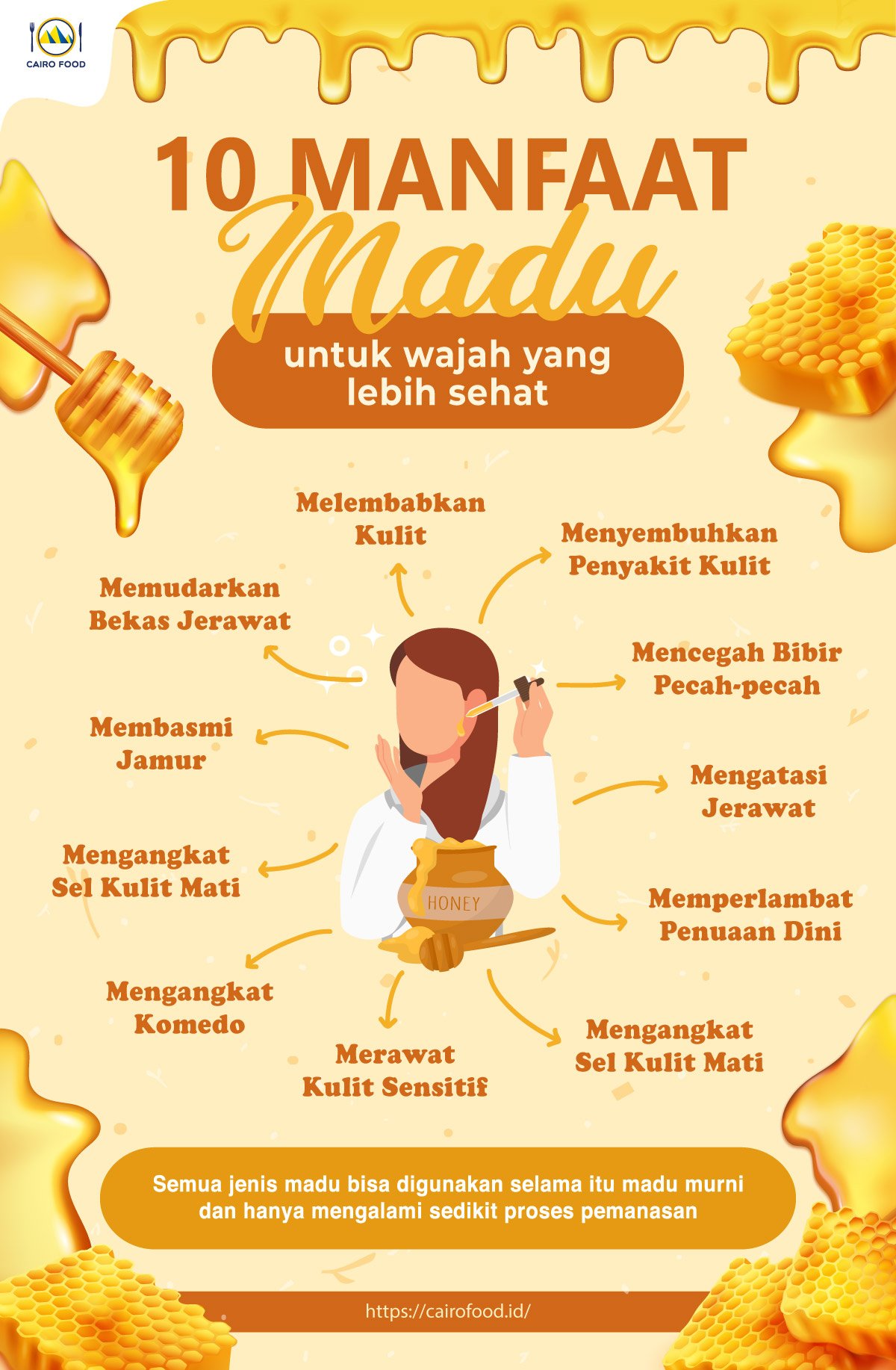 infografis 10 manfaat madu untuk wajah yang lebih sehat