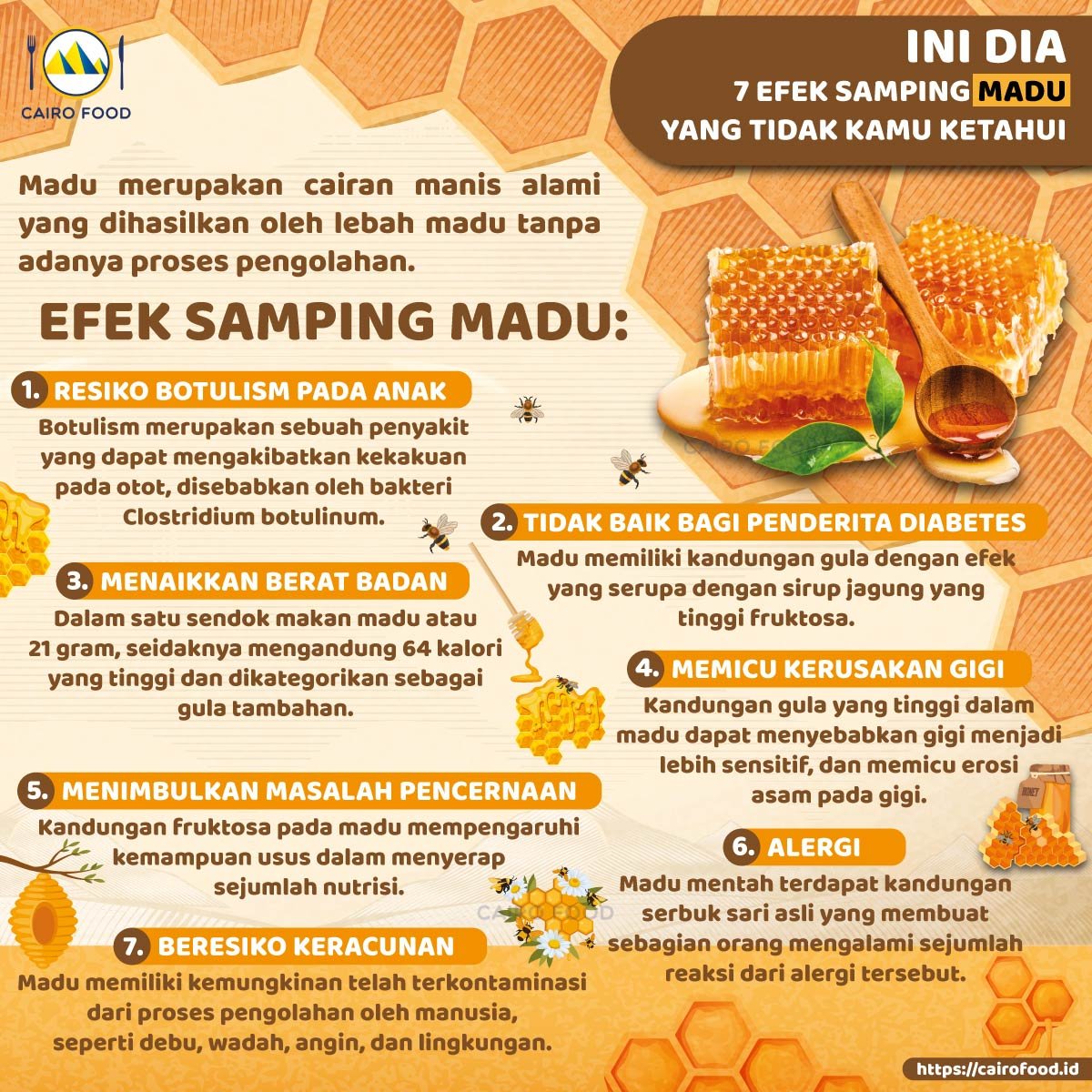 Infografis Ini Dia 7 Efek Samping Madu