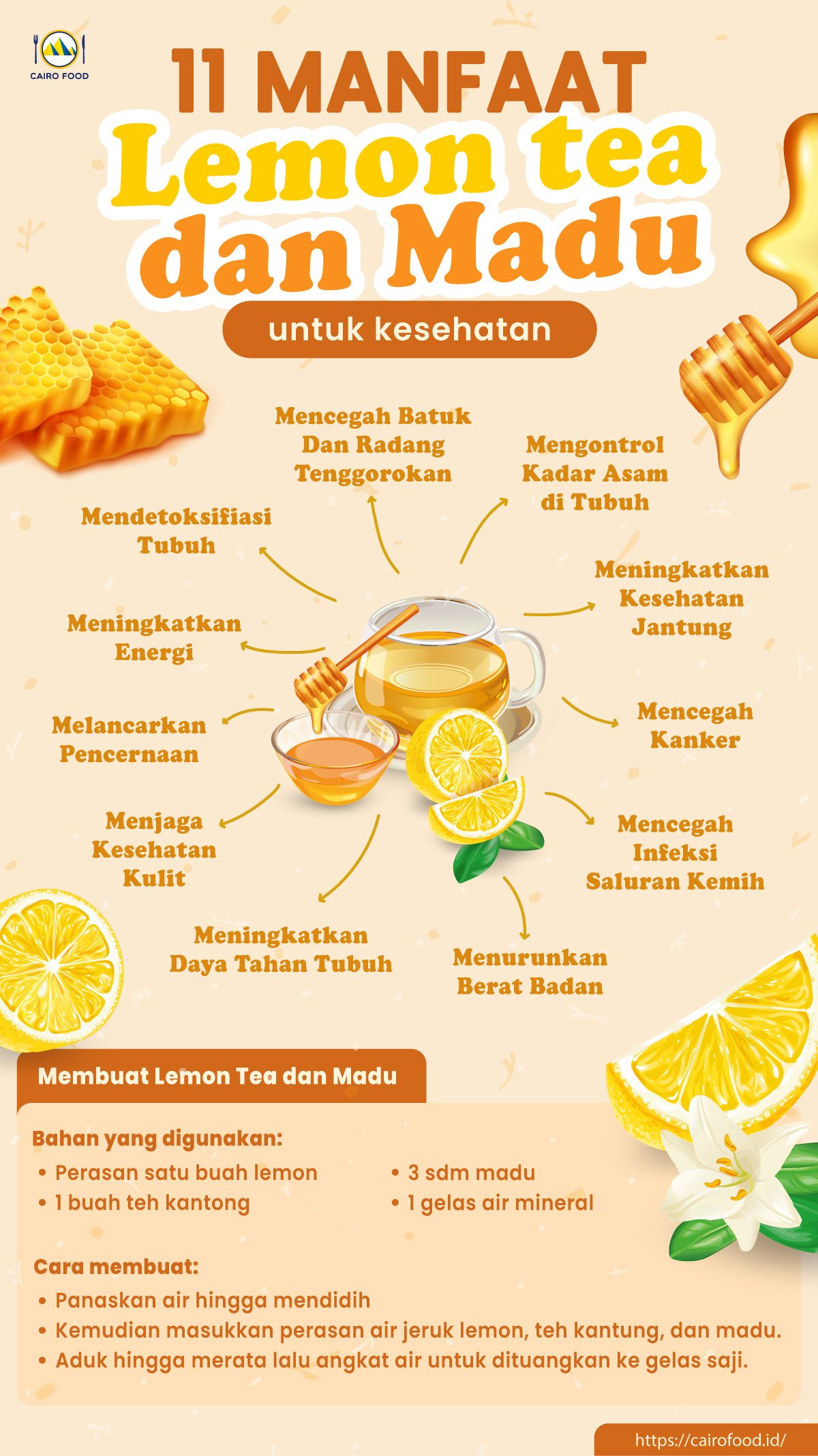 infografis 11 Manfaat Lemon Tea Dan Madu Untuk Kesehatan